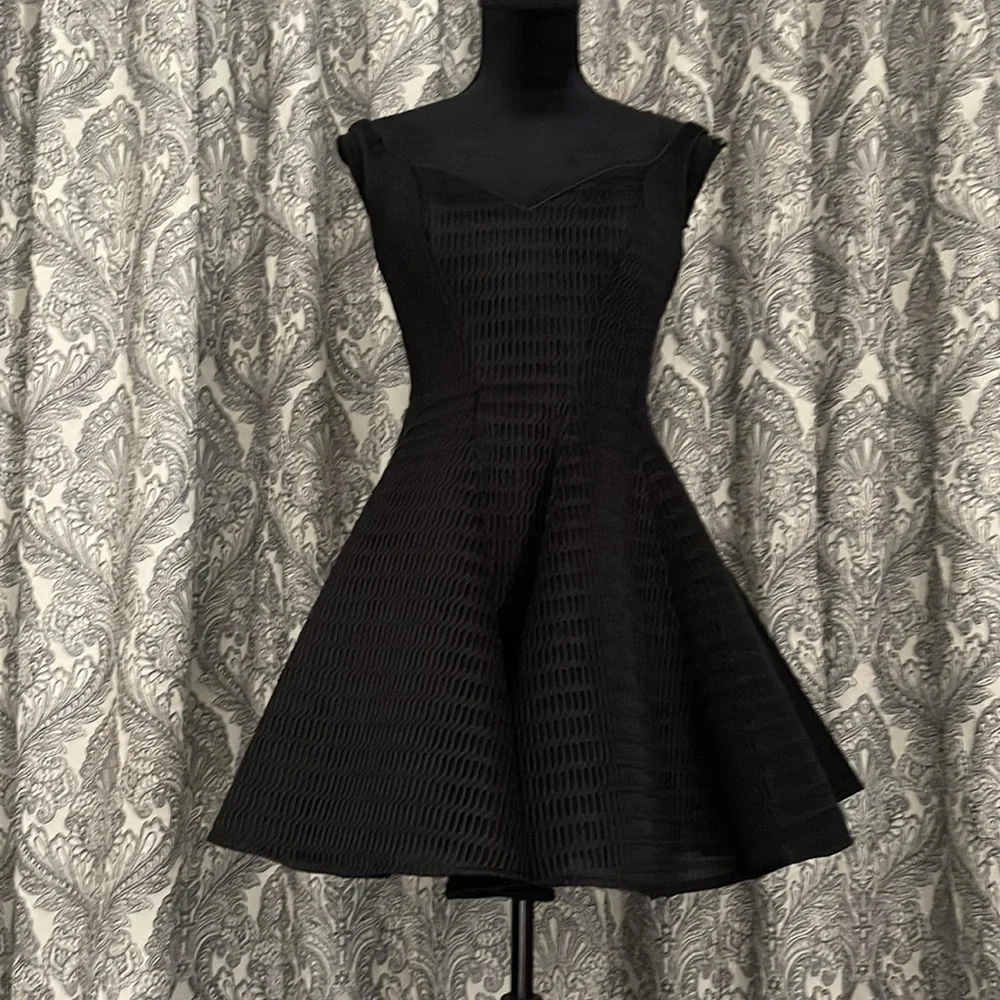 Black flared party dress